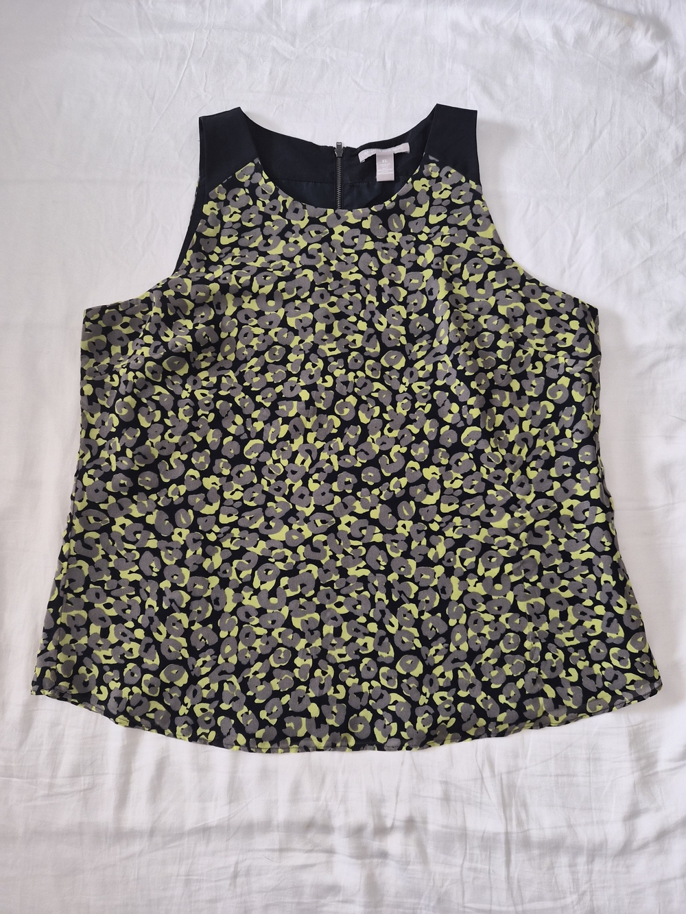 Banana Republic Sleeveless Top in Black and Lime Cheetah Print